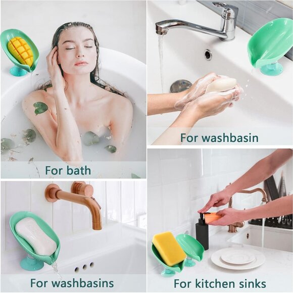 Leaf Shape Soap Saver - Self Draining Soap Dish, Extends Bar Soap Life, Keeps So - Picture 4 of 7